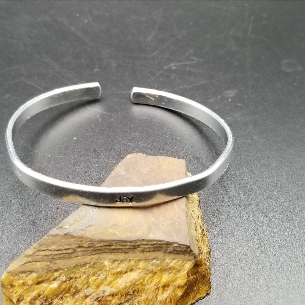 Silver tone joy cuff bracelet B824